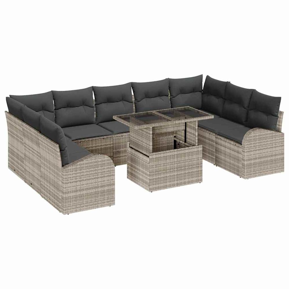 Ensemble de canapé de jardin 10 pc gris clair poly rotin