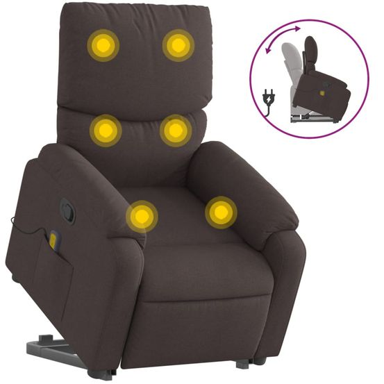 Fauteuil inclinable de massage marron foncé tissu