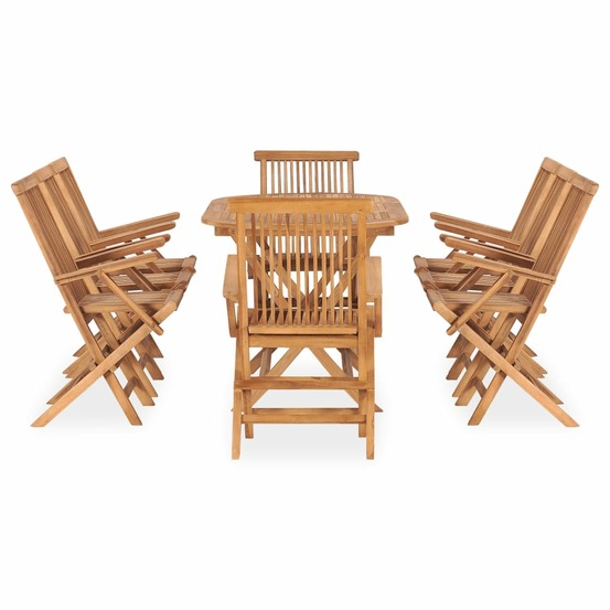 Ensemble à manger d'extérieur pliable 9 pcs bois solide de teck
