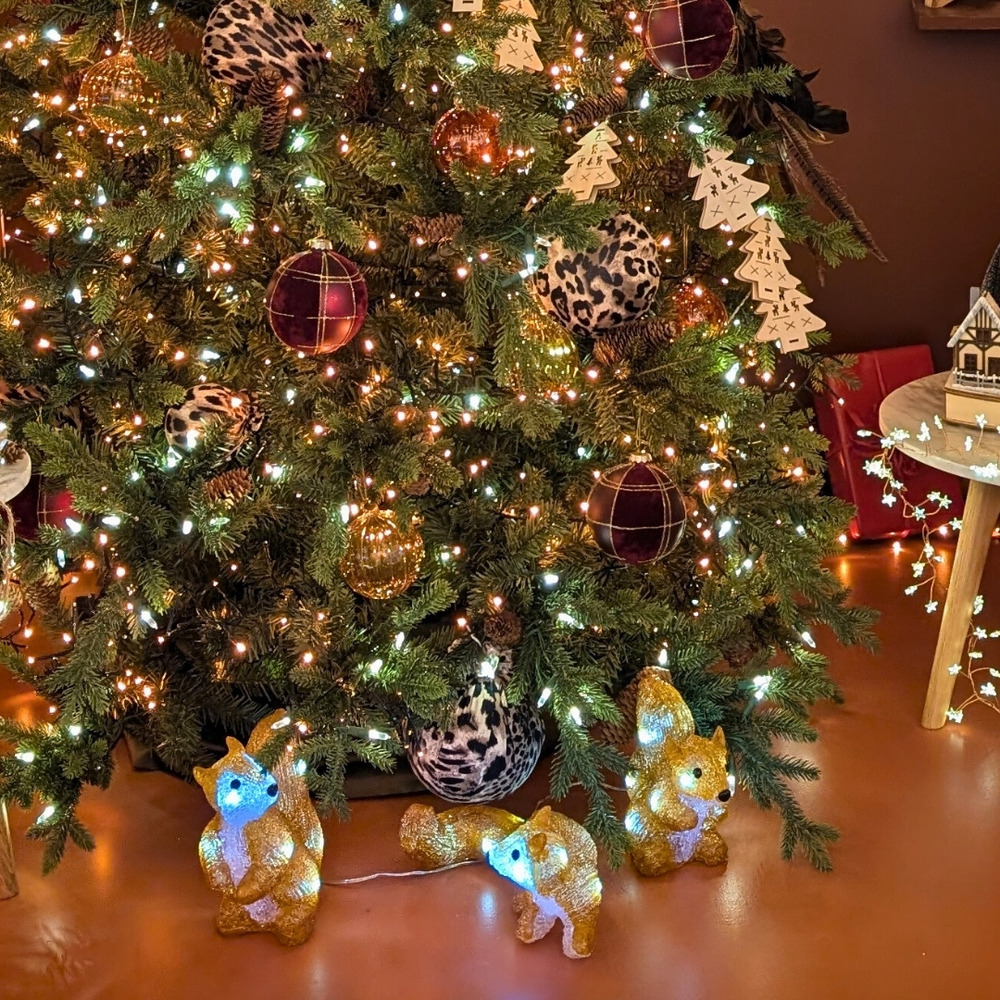 Décoration noël 3 écureuils acrylique led blanc pur – intérieur et extérieur, ip44