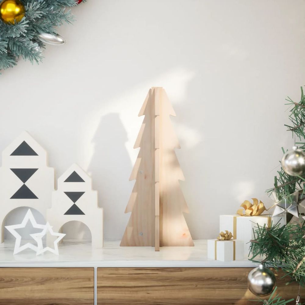 Petit sapin de noël en bois brut à poser décoration diy intérieur 49 cm