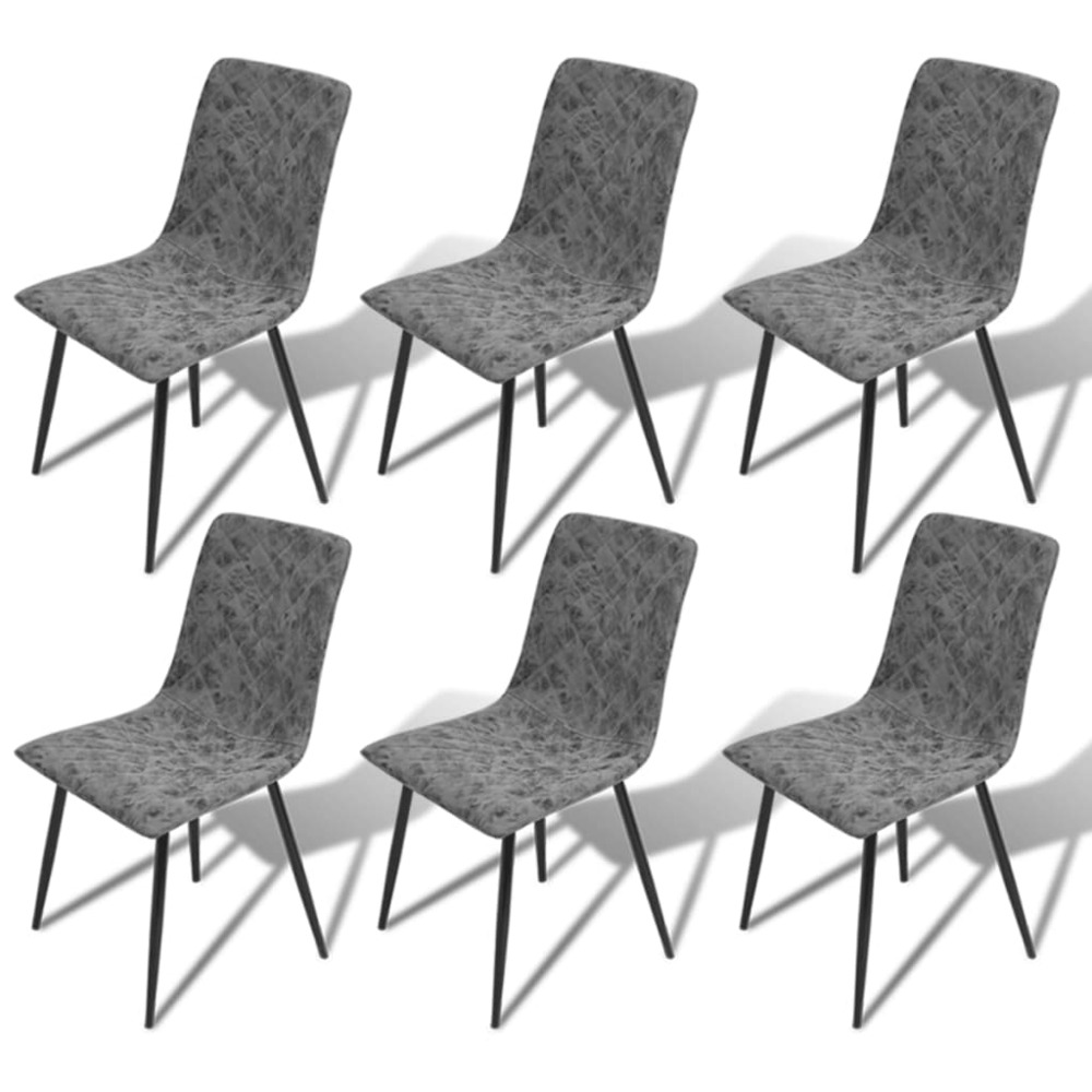 Chaises de salle à manger 6 pcs gris foncé similicuir