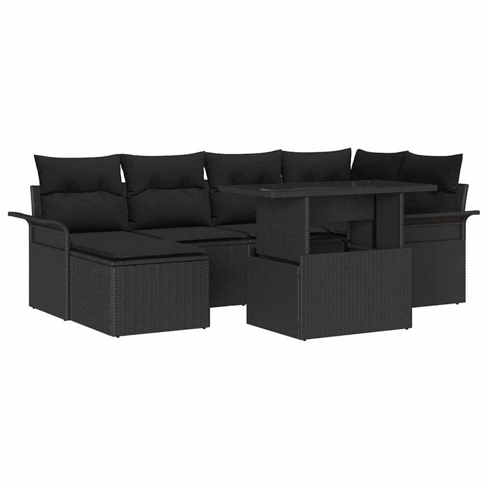 Ensemble de canapé de jardin 7 pc noir