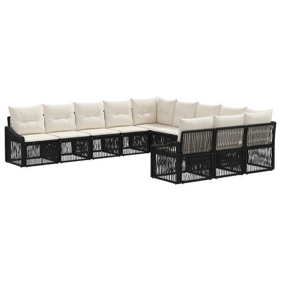 Ensemble de canapé de jardin 11 pc noir polyrotin
