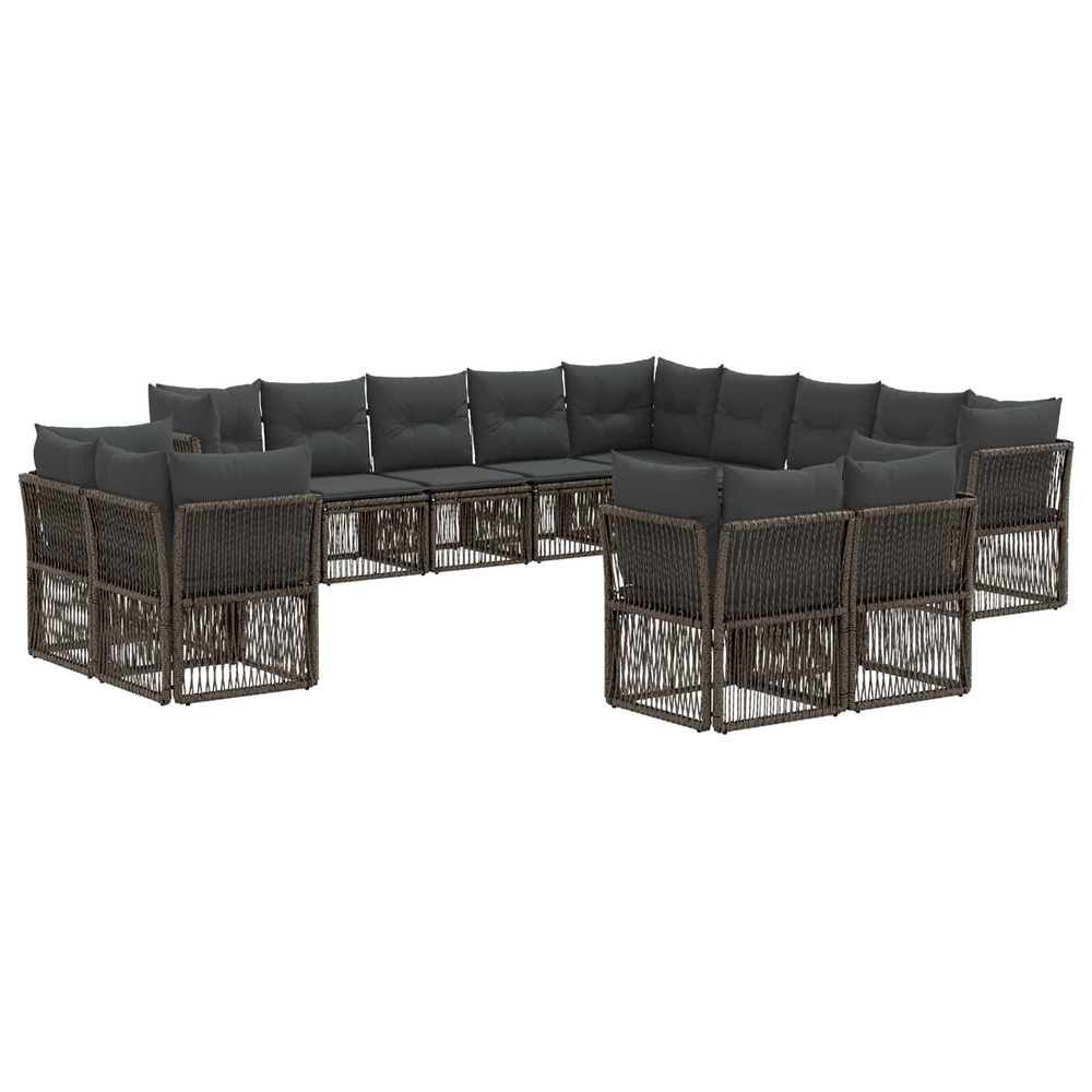 Ensemble de canapé de jardin 13 pcs gris polyrotin