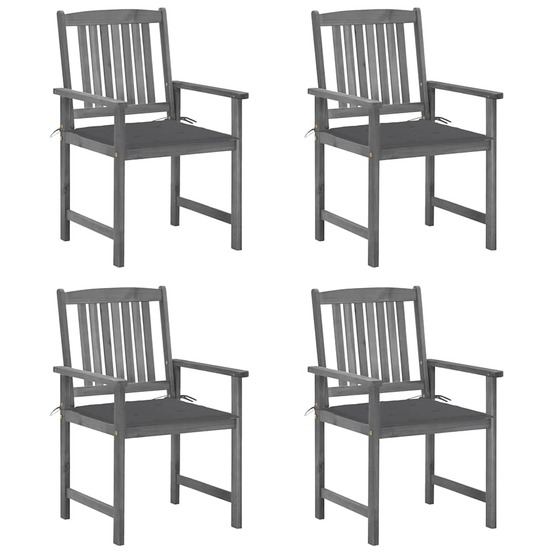 Chaises de jardin et coussins lot de 4 gris bois acacia massif