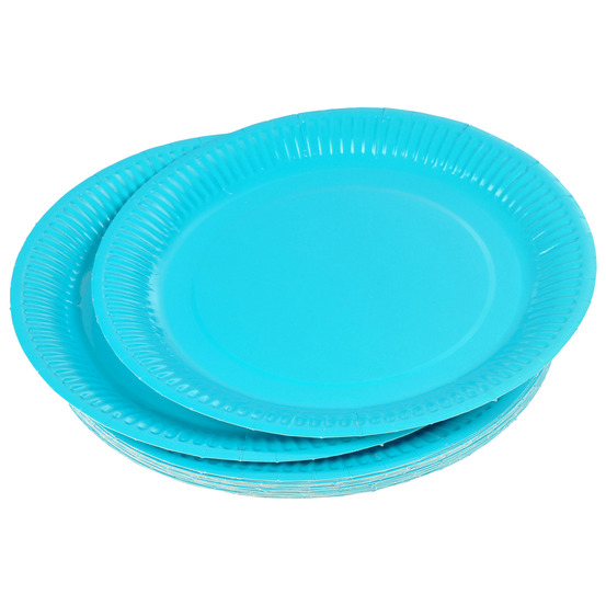 Set de 20 assiettes carton 23 cm unies bleu