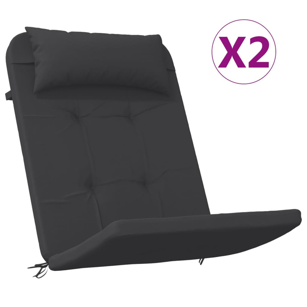 Coussins de chaise adirondack lot de 2 noir tissu oxford
