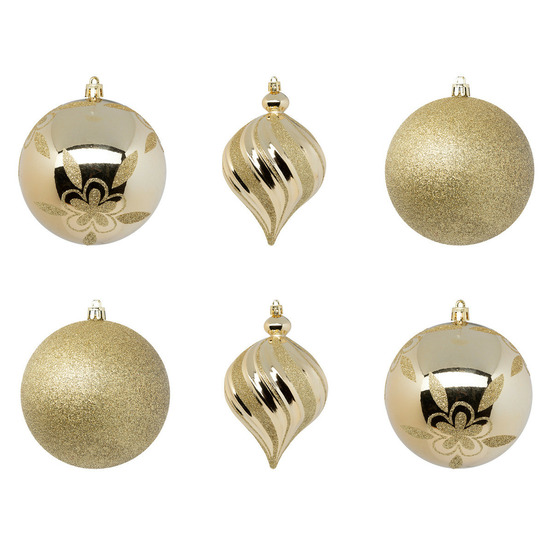 Déco de sapin lot de 6 boules de noël d 10 cm - or