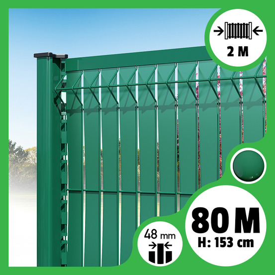 Kit 80m occultation lattes aluminium pour panneau rigide maille 55 - h 1m53 x 2m vert