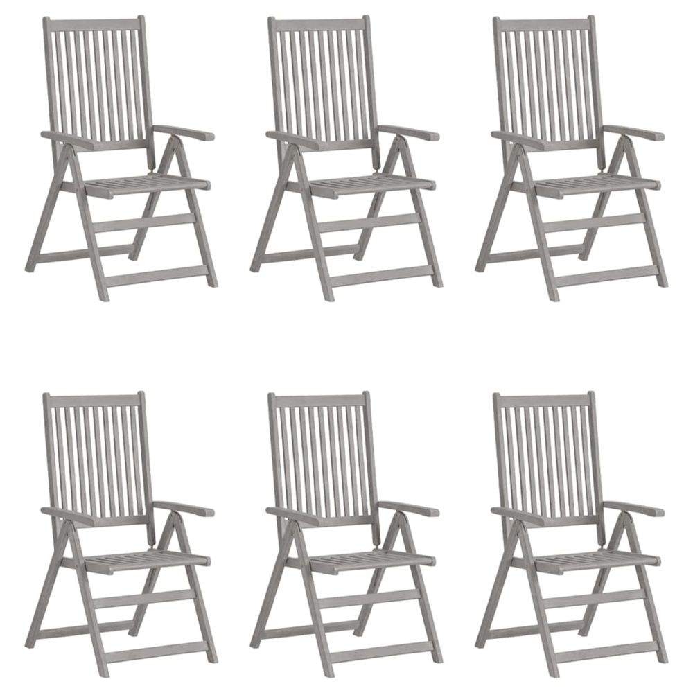 Chaises inclinables de jardin lot de 6 gris bois solide acacia