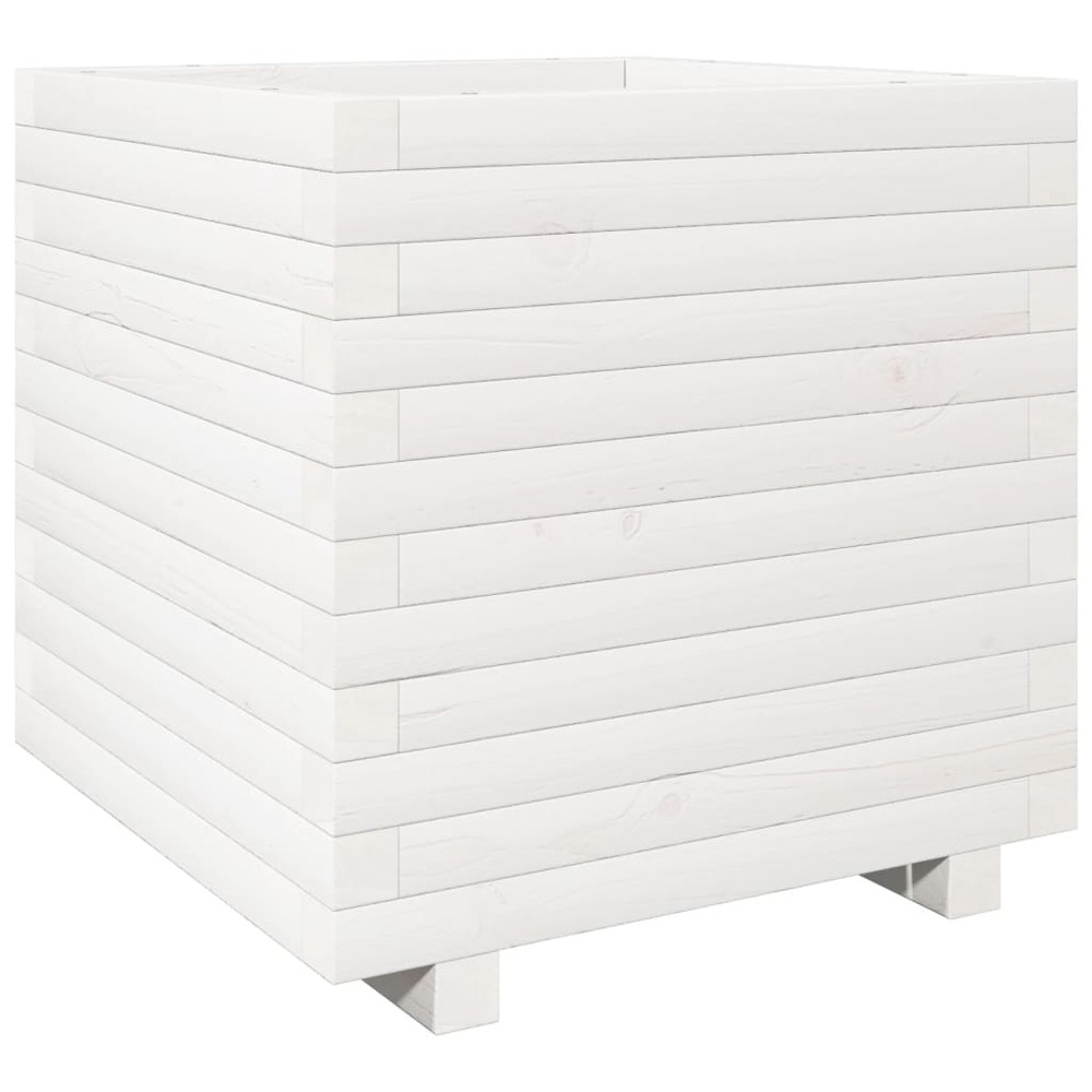 Jardinière bac lit surélevé plantes fleurs terrasse jardin 50 x 50 x 49,5 cm bois de pin massif blanc