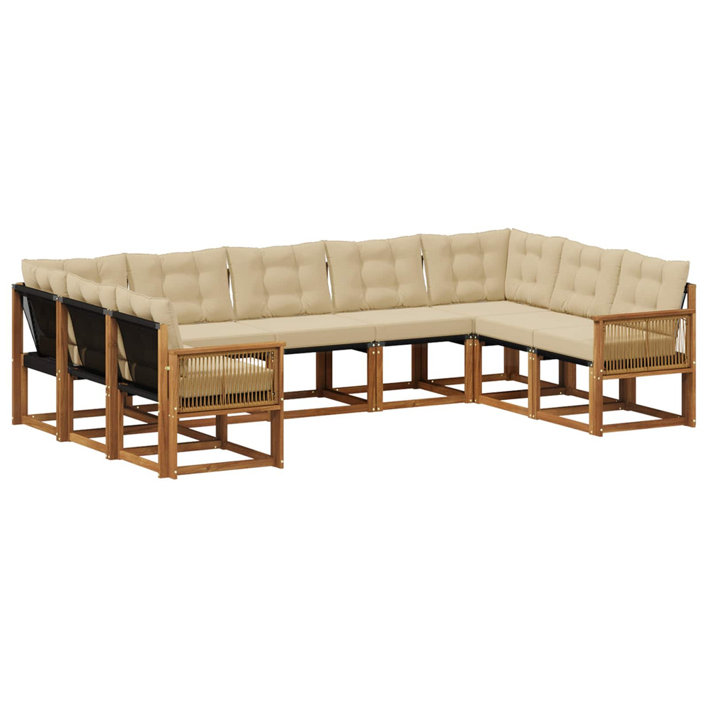 Ensemble de canapés d'extérieur 9 pcs naturel et beige