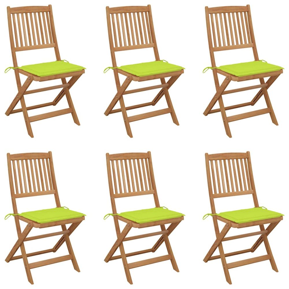 Chaises pliantes 6 pièces avec coussins en bois d'acacia massif