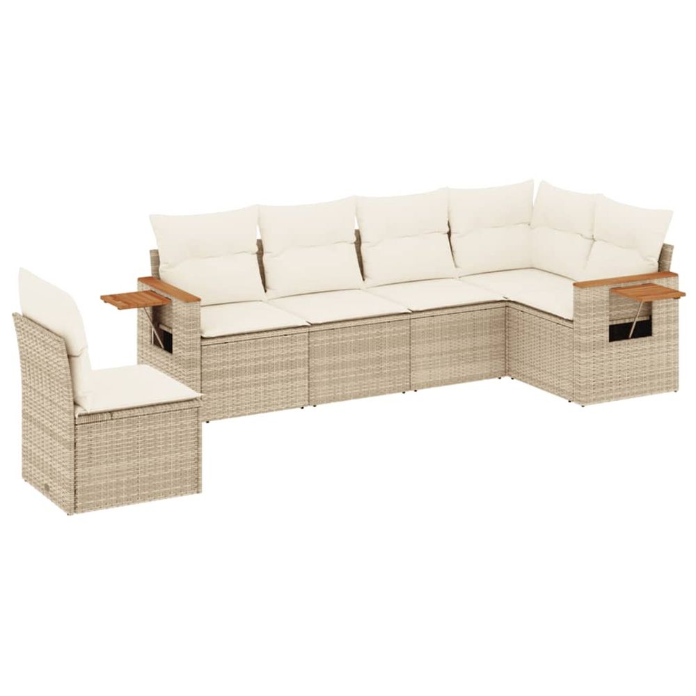 Salon de jardin avec coussins 6 pcs beige résine tressée