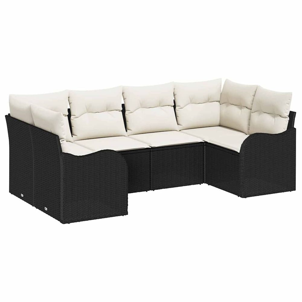 Ensemble de canapé de jardin 6 pc noir polyrotin