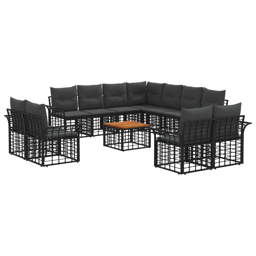 Ensemble de canapés d'extérieur 12 pc noir et gris foncé