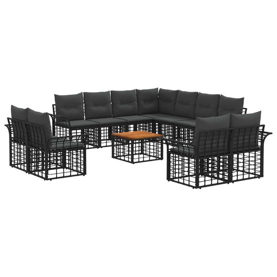 Ensemble de canapés d'extérieur 12 pc noir et gris foncé