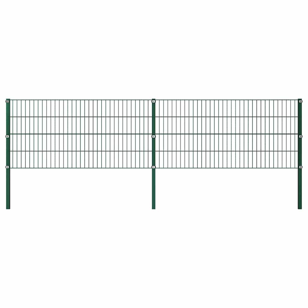 Panneau de clôture avec poteaux en fer 349 x 80 cm vert