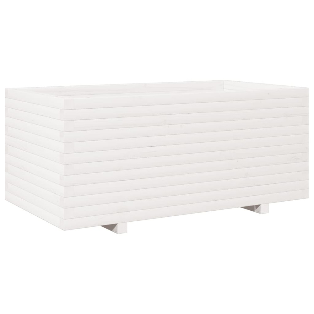 Jardinière blanc 110x60x49,5 cm bois de pin massif