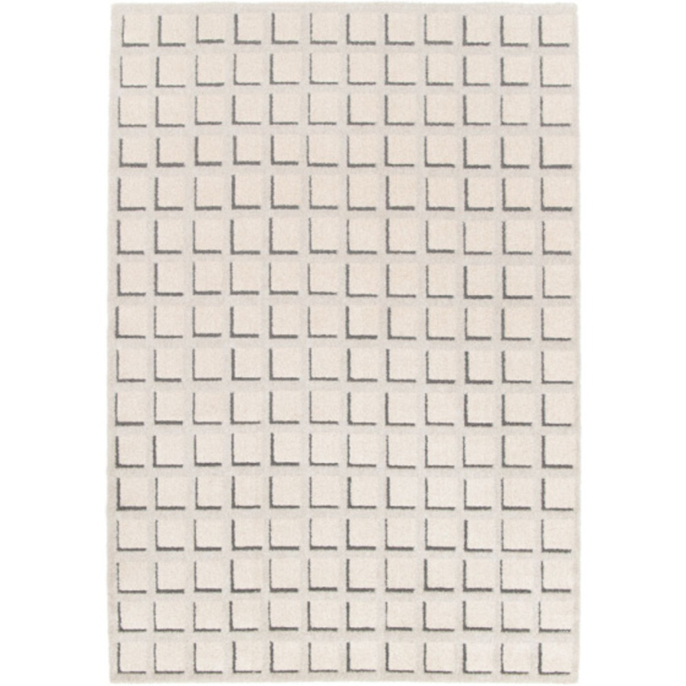 Tapis de salon graphique en relief - case - beige crème - 160 x 230 cm
