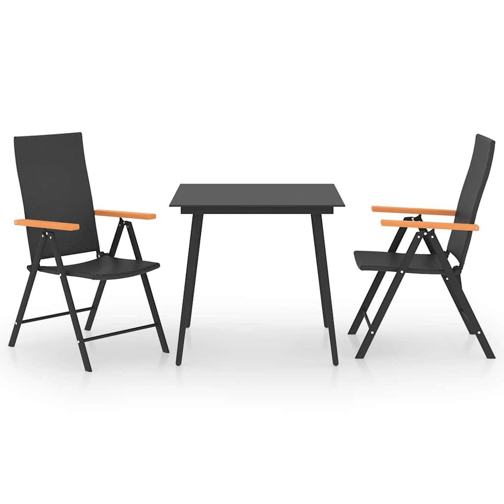 Ensemble à manger de jardin 3 pcs noir et marron