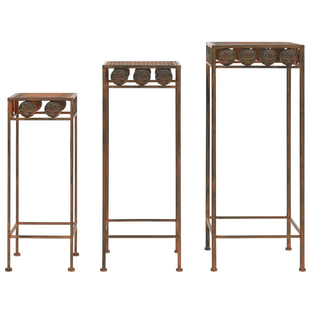 Set de supports de plantes 3 pcs style vintage métal rouillé