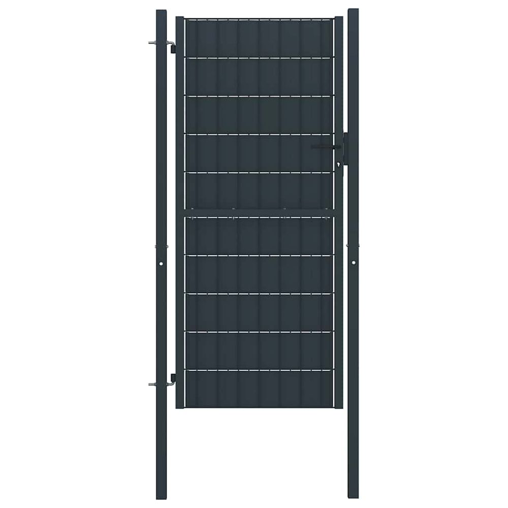 Portail de clôture en pvc et acier 100 x 204 cm anthracite