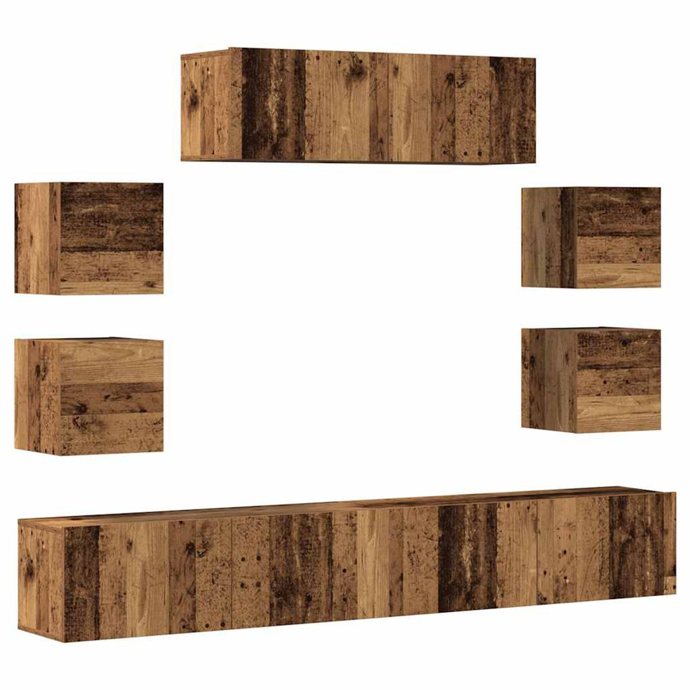 Ensemble de meuble tv mural 7 pcs vieux bois bois d'ingénierie