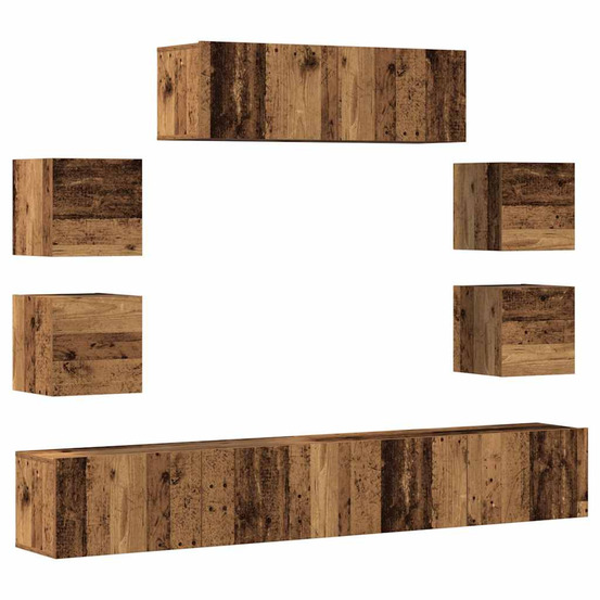 Ensemble de meuble tv mural 7 pcs vieux bois bois d'ingénierie