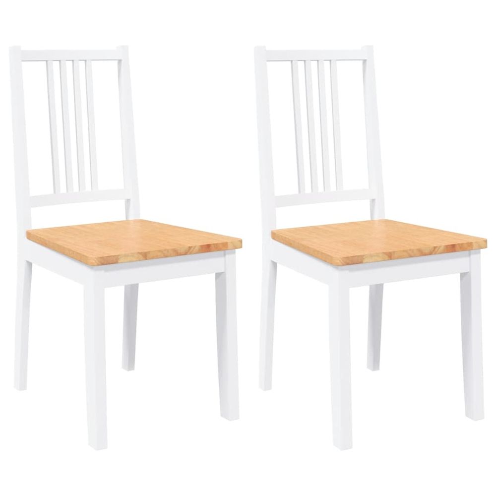 Chaises à manger 2 pcs blanc bois massif caoutchouc