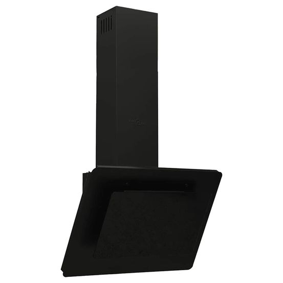 Hotte murale 60 cm acier inoxydable et verre trempé noir