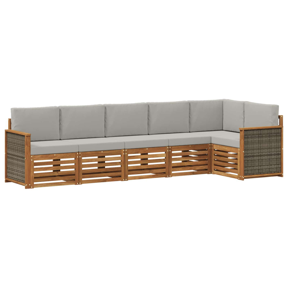 Ensemble de canapé d'angle 5 pcs naturel et gris clair