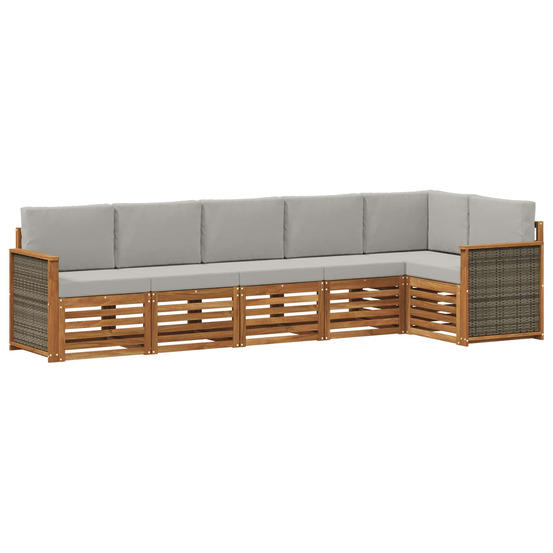 Ensemble de canapé d'angle 5 pcs naturel et gris clair