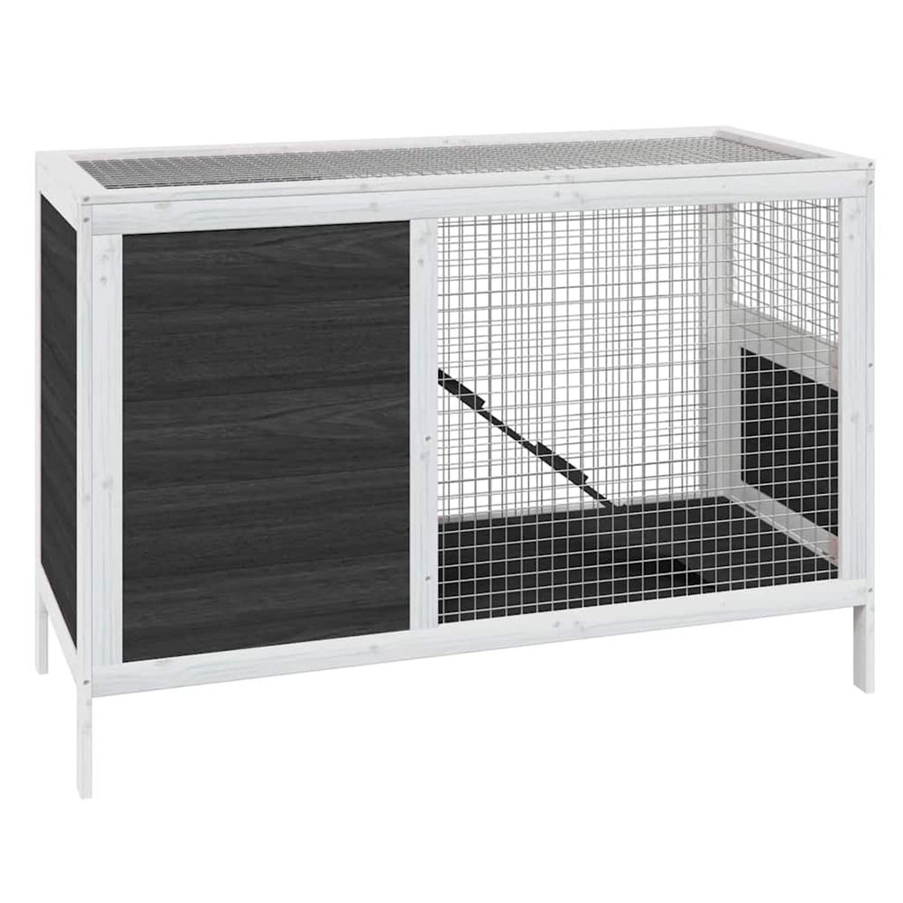 Clapier gris 103x44x69,5 cm bois de pin massif