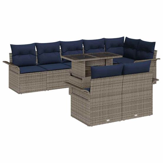 Ensemble de canapé de jardin 9 pc gris poly rotin