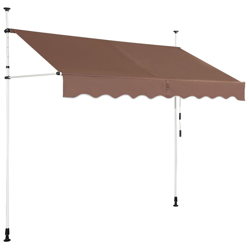 Auvent rétractable 250 x 125 cm pour balcon et terrasse ajustable en hauteur et angle style moderne en aluminium marron 20_00
