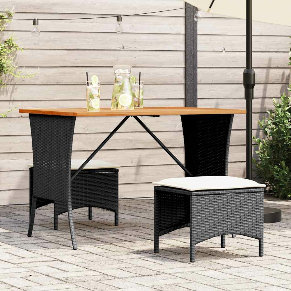 Table de jardin avec dessus en bois d'acacia noir 105x75x72 cm