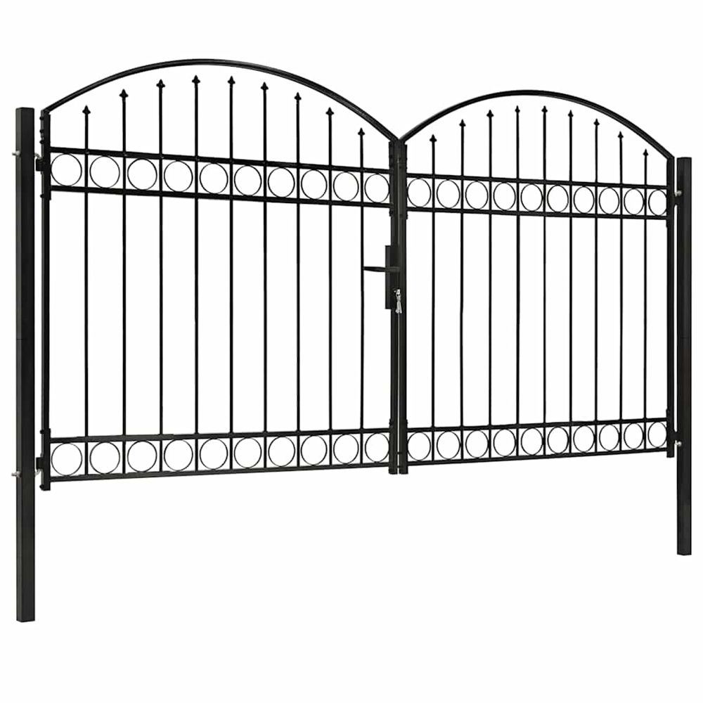 Portail de clôture assen à double porte avec arc en acier 300 x 175 cm