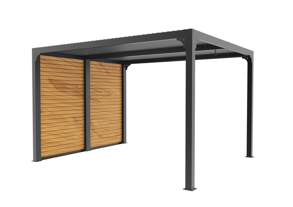 Pergola bioclimatique aluminium 10,80 m² - gris anthracite - ventelles latérales