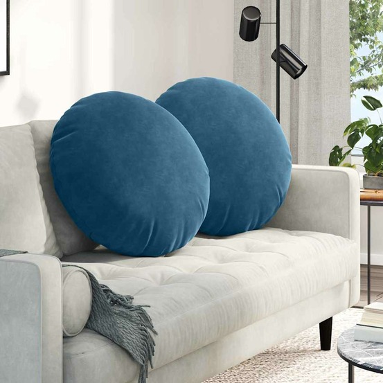 Coussins de siège 2 pcs bleu ø 80 x 29 cm velours