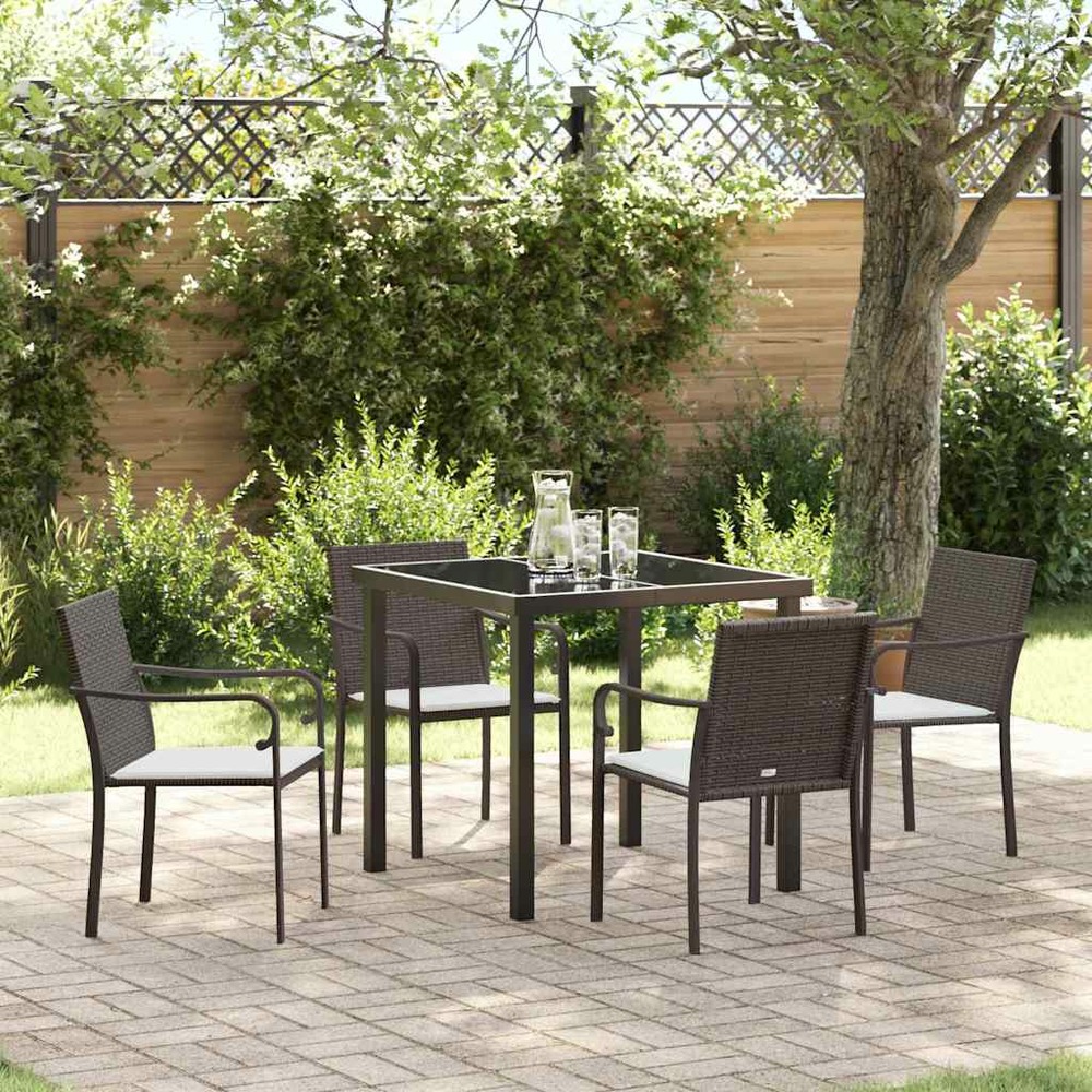 Ensemble de salle à manger pour jardin 5 pcs marron et noir