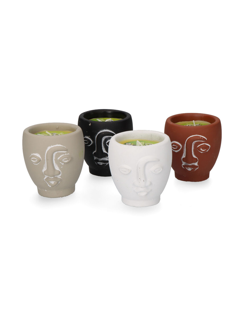 Bougie faces terre cuite citronnelle couleurs assorties
