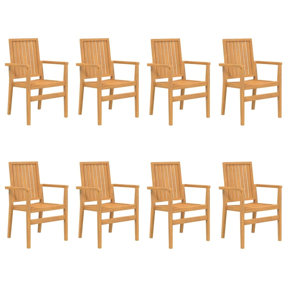 Chaises de jardin empilables lot de 8 56,5x57,5x91 cm bois teck
