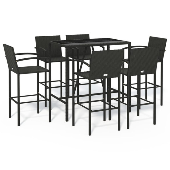 Ensemble de bar de jardin 7 pcs noir résine tressée