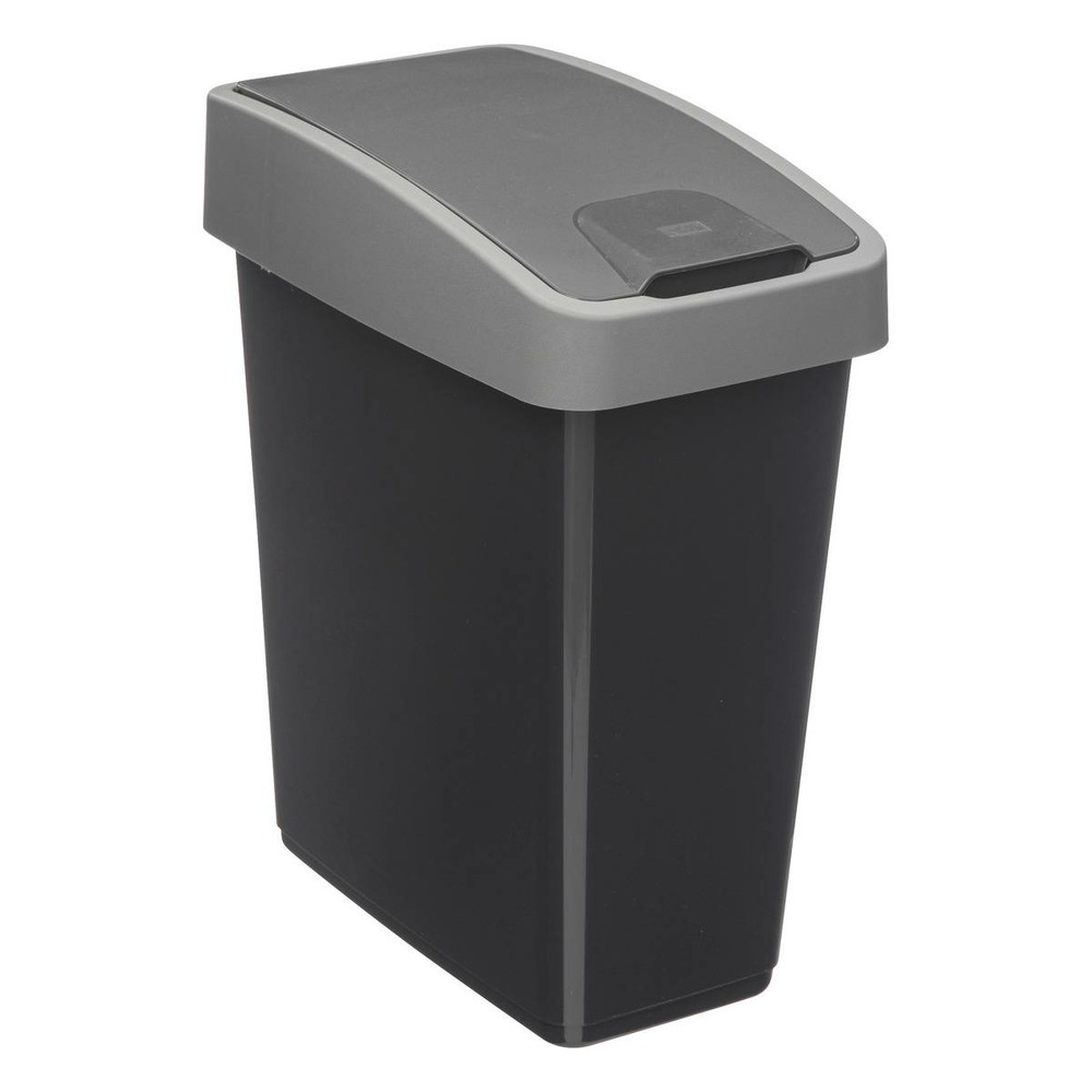 5five - poubelle 2 ouvertures plastique 45l gris