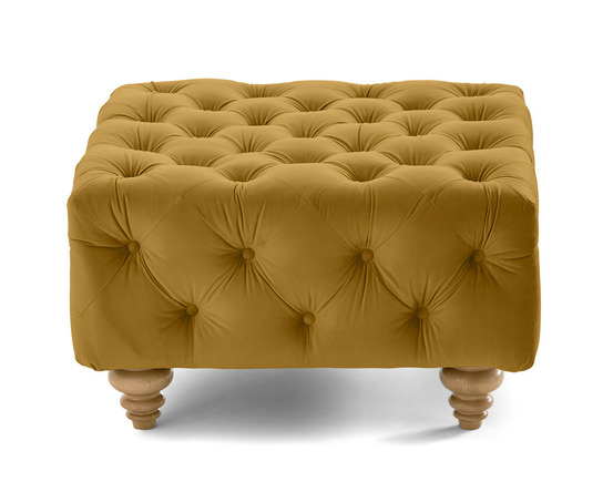 Walter - pouf chesterfield en velours - pieds bois