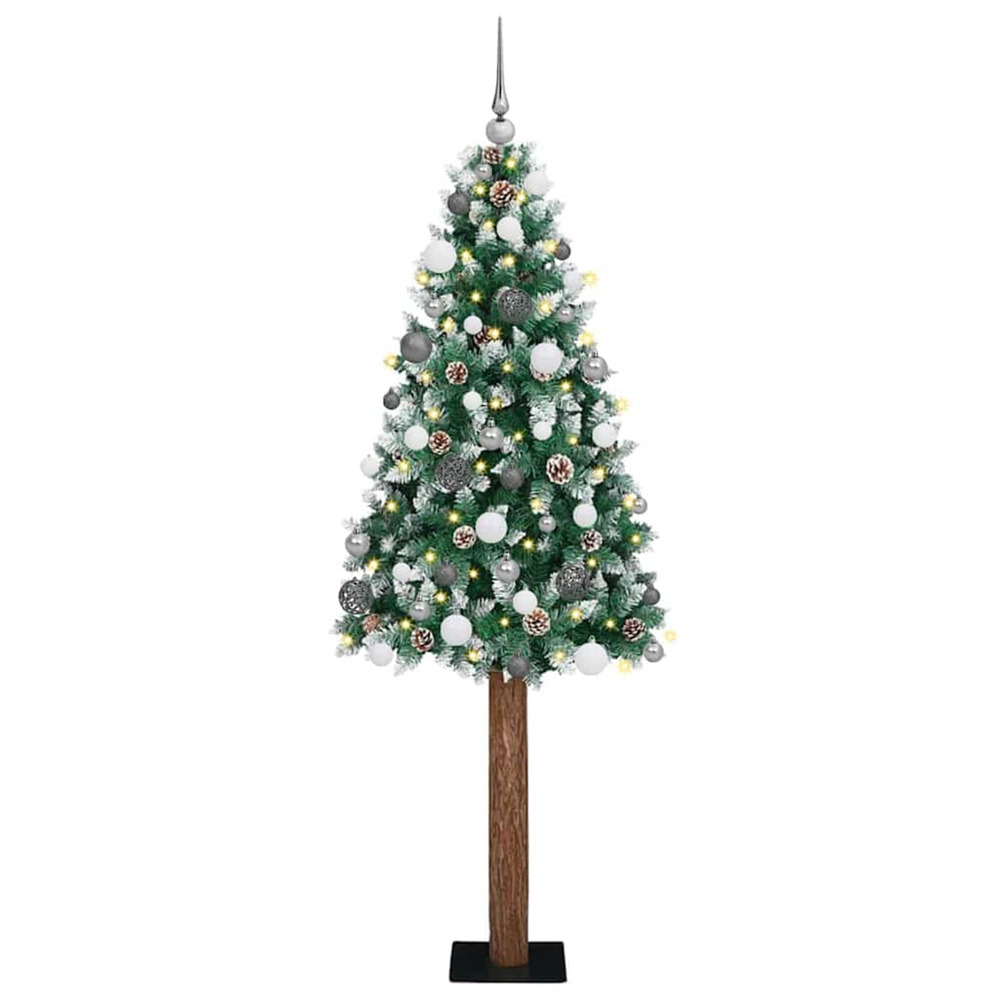 Sapin de noël mince vert 180 cm pvc et bois de pin massif