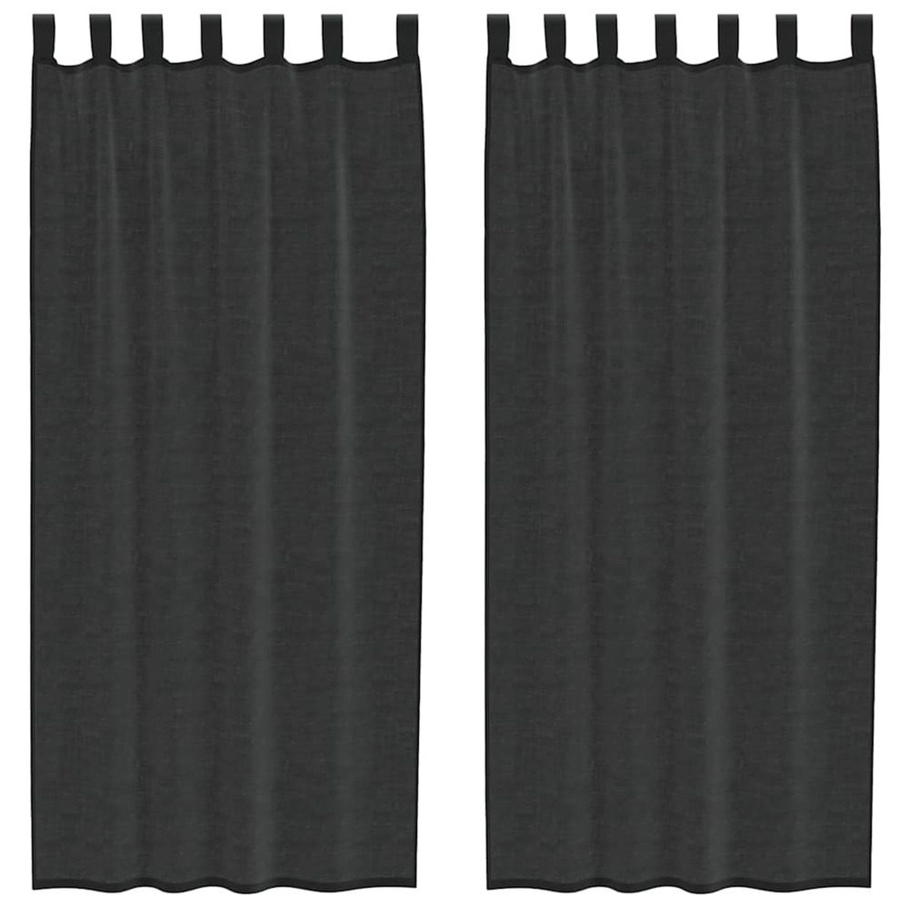 Rideaux en voile avec passants 2 pcs noir