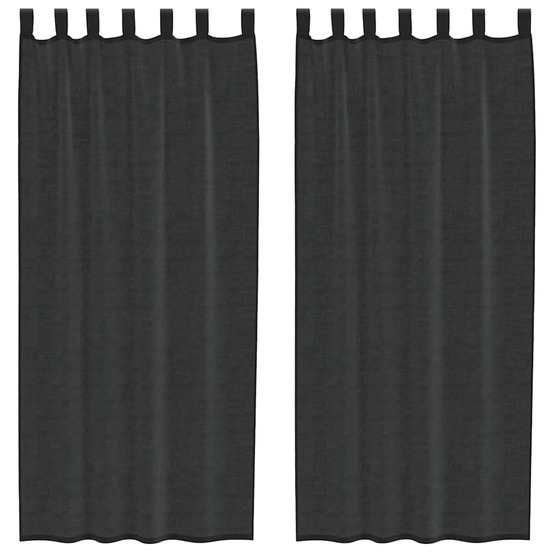Rideaux en voile avec passants 2 pcs noir